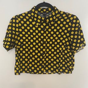 Smiley Face Crop Button Up
